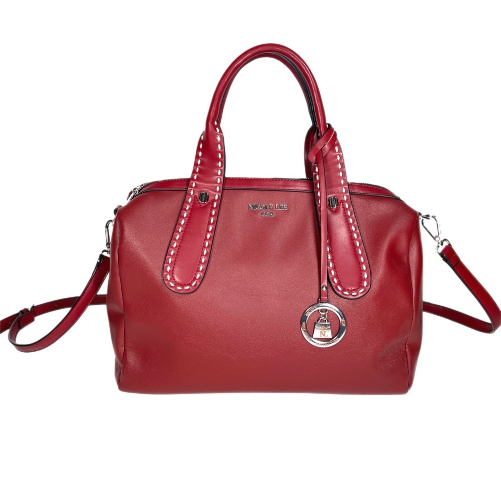 NEW Cartera Nicole Lee Vegan Leather Burgundy Messenger Cross Body Bag